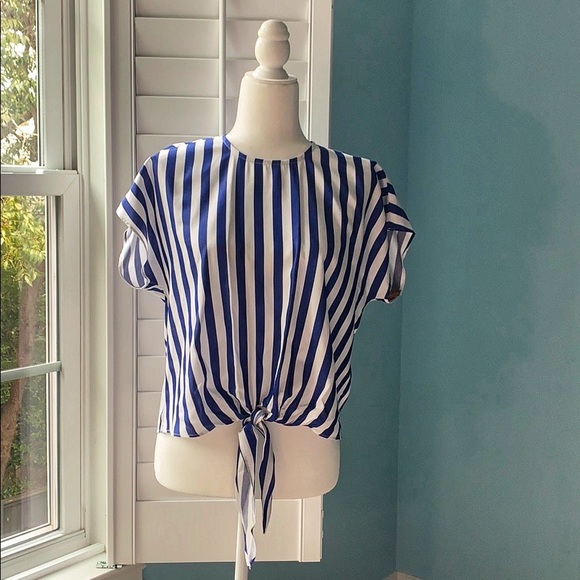 Cremieux Top- Size S- Blue and White Striped - Picture 2 of 5